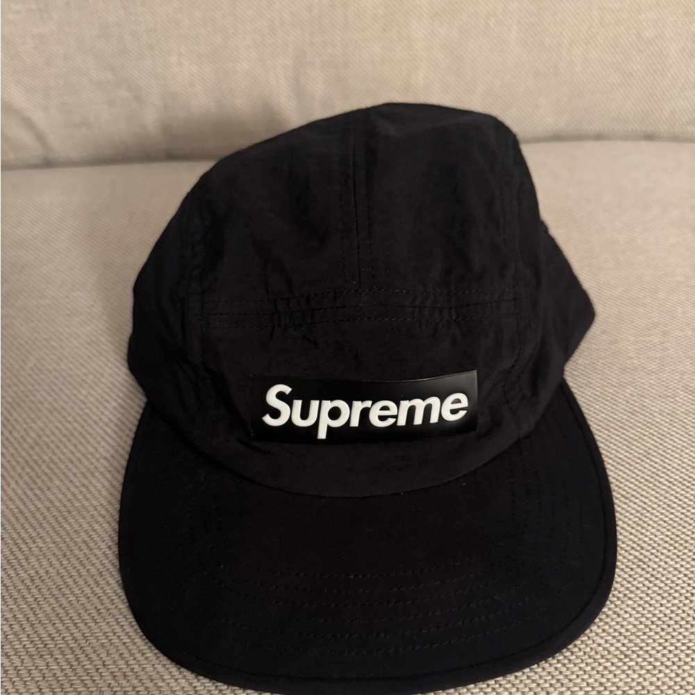 Supreme Black Raised Logo Patch Camp Cap